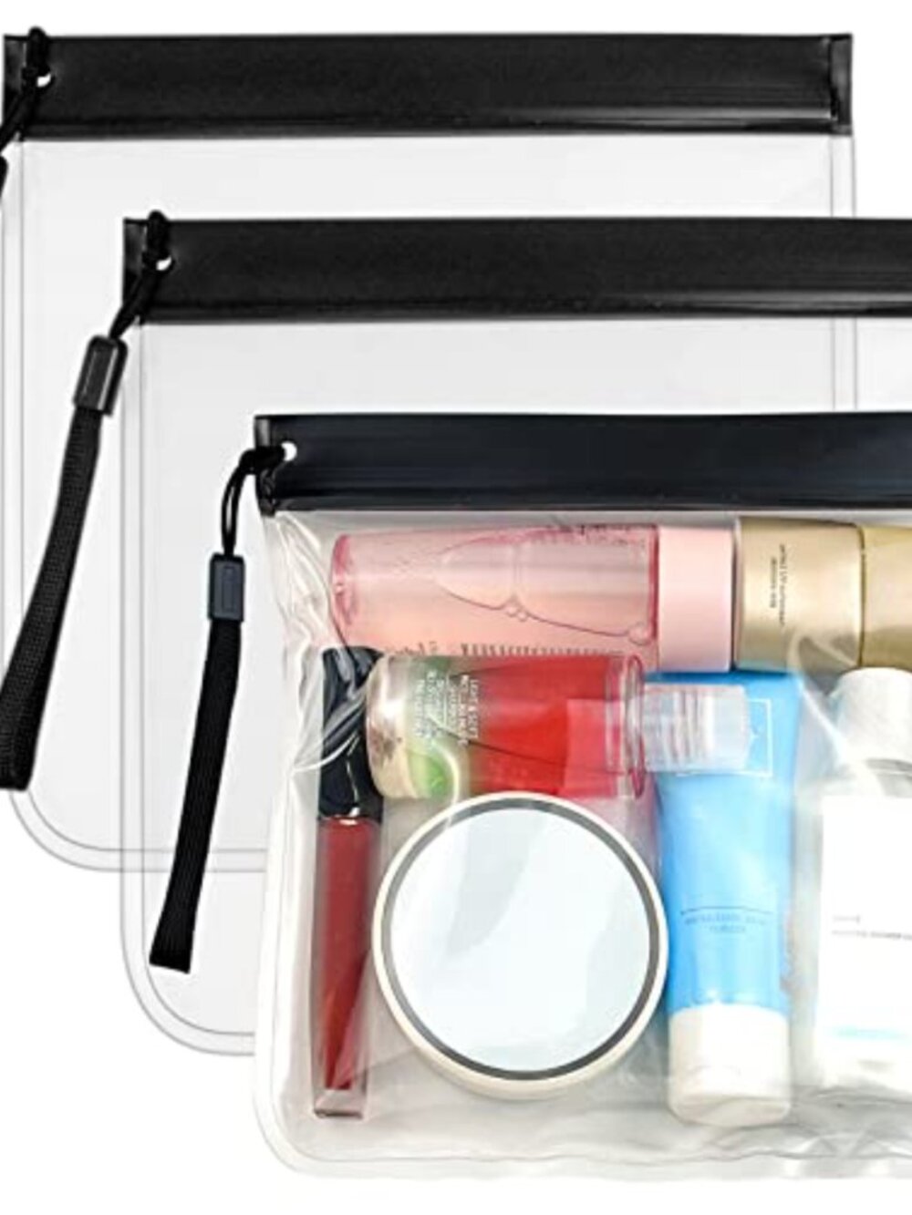 3PCS Clear Travel Toiletry Bags TSA Approved EVA Waterproof Leak Proof 7.9in